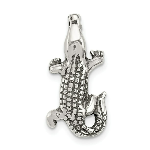 925 Sterling Silver Antiqued Alligator Charm and Pendant 